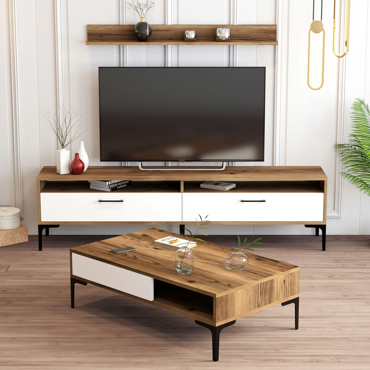 Set mobilier living, Hanah Home, Istanbul, Nuc/Alb - imagine 6